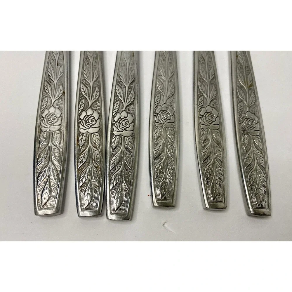 Stanley Roberts Granata Rose Dinner Knives Glossy Lot of 6 Replacements